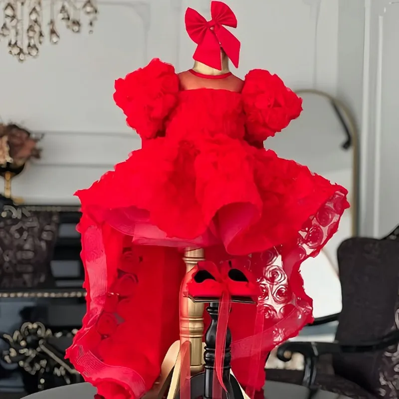Birthday Party Dresses For Girls A4910 Vestidos New Children's Trailing Evening Gown Host's Piano Performance Wedding