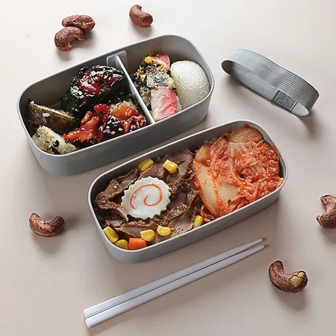 

Eco-Friendly Double Layers Bento Box Lunchbox Food Container Kitchen Accessories Material Microwavable Dinnerware New