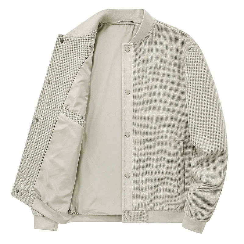 Men's Fall/Winter Waffle Textured Windproof Casual Jacket - Bulk Purchase