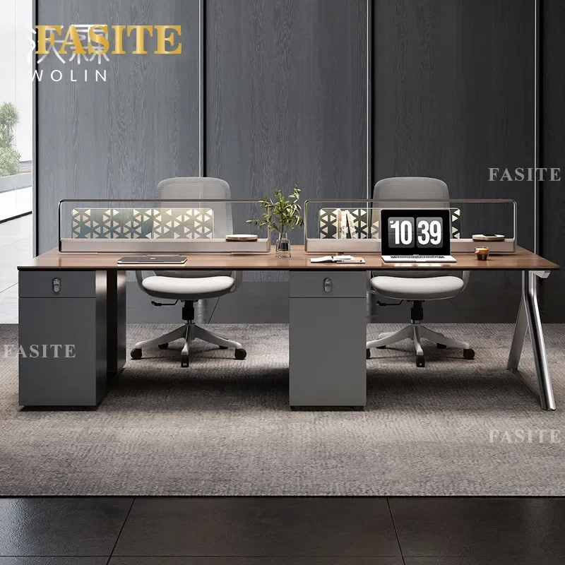 For 4 Person Office Desk and Chair Combination Simple Double Workstation Staff Desk Furniture for Company Sub-office