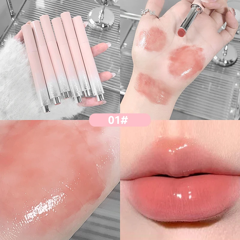 Feste Lippen praller transparent feuchtigkeit spendend Gelee Spiegel rotbraun Lippenstift Pfirsich Marmelade Natur nackt Lippen glasur Make-up