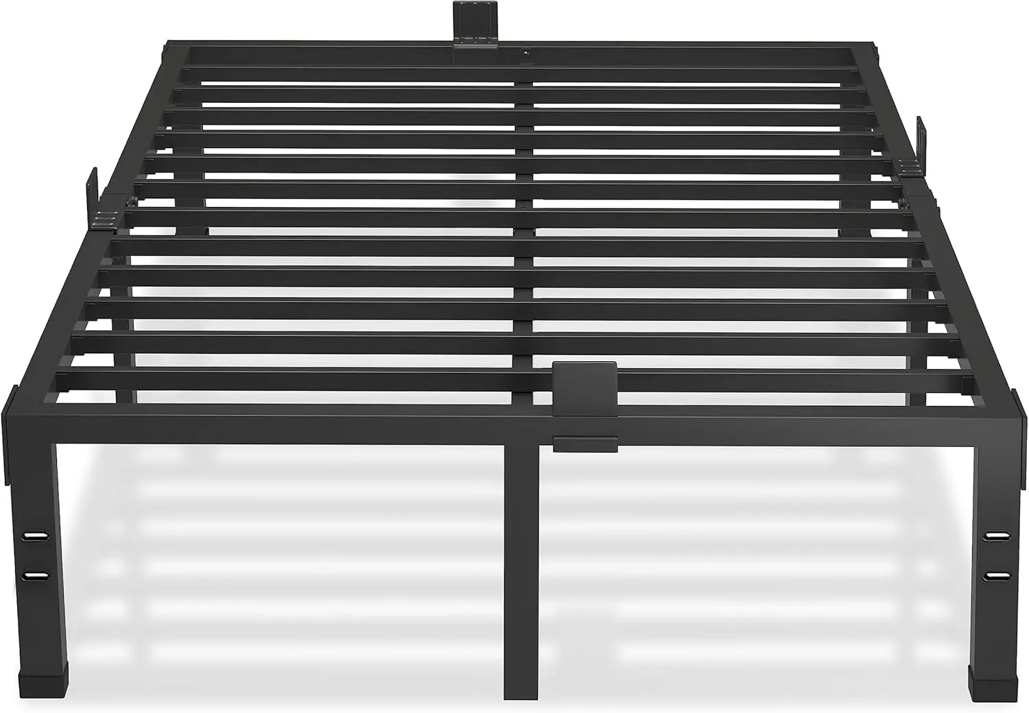 Base de Cama Matrimonial de 12 Pulgadas con Tope Antideslizante para Colchón, Plataforma Metálica Resistente Negra, Soporte de Láminas de Acero, Sin Caja