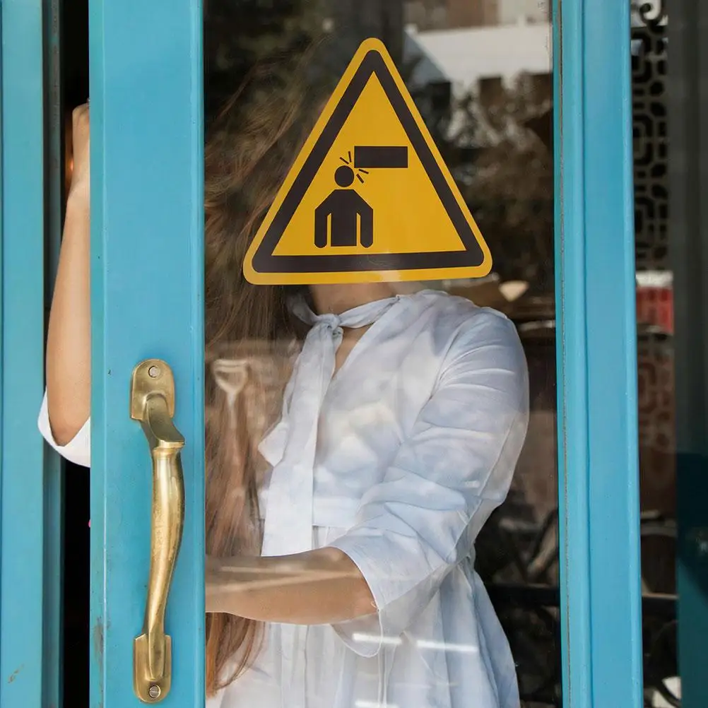 4 Pcs Warning Signs Stickers Stair Door Entry Safety Logo Pvc to Prevent Head Collision