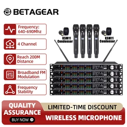 Betagear 4-CH Wireless Microphone Condensor Capsule KSM11 / Dynamic KSM9 Professional Microfone For Stage Using 20-Channel 200M