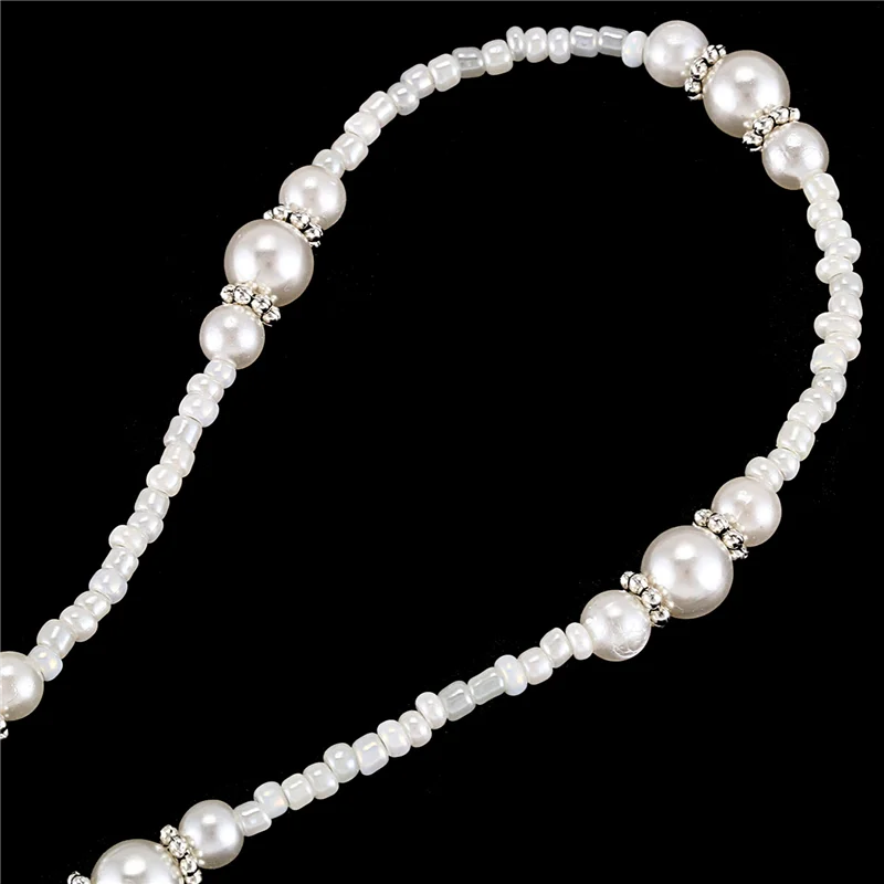 ASDS-3X نظارات شمسية مطرزة باللؤلؤ الأبيض، حامل سلك سلسلة نظارات القراءة