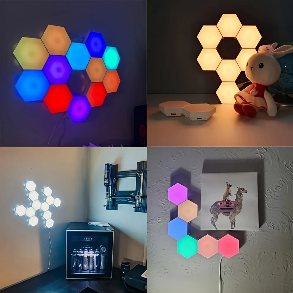 1 szt. Czułe na dotyk oświetlenie nocne RGB, moduł geometryczny DIY montaż lampka nocna, do salonu, sypialni, miłośników majsterkowania