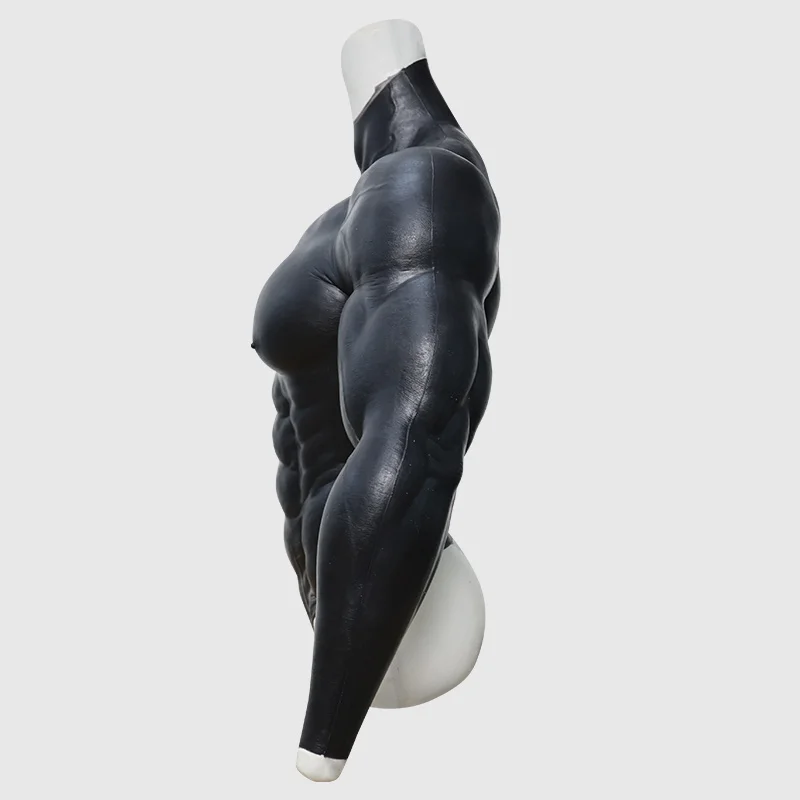 Smitizen Whole Dark Upgraded Bodysuit with Arms for Cosplay Suffocating Tight Pleasure Fetish Costumes Silicone Man’s Chest