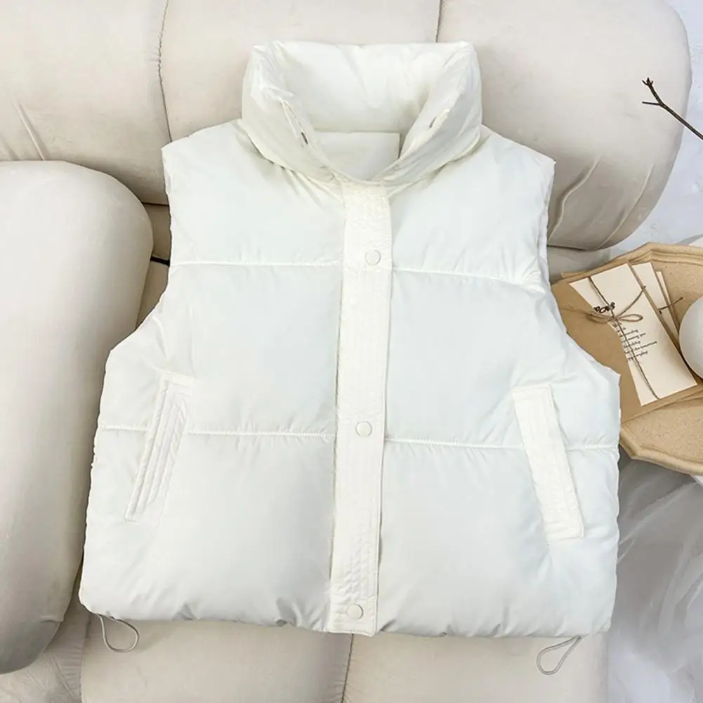 Women Button-up Vest Jacket Women's Winter Vest Coat with Stand-up Collar Zipper Closure Heat Retention Thickened for Outdoor