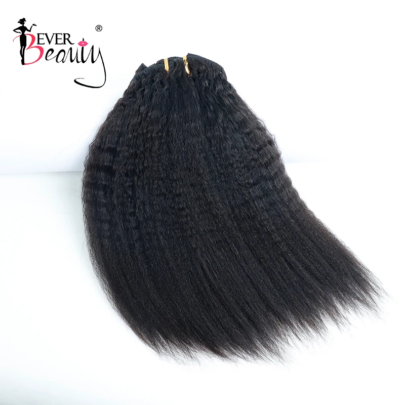 Clip recto rizado en extensiones de cabello humano, Clips de 120G, 7 unids/set, cabello Remy brasileño de cabeza completa para mujeres negras, Ever Beauty