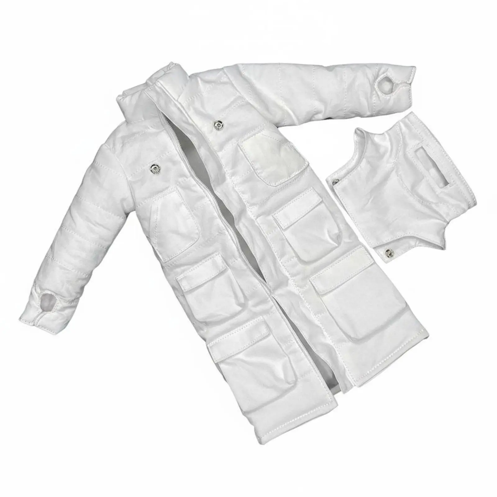 Detachable Hood Down Coat for 1/6 Scale Action Figure Quilted Puffer Jacket Long Coat for Hobbyist Toy Styling