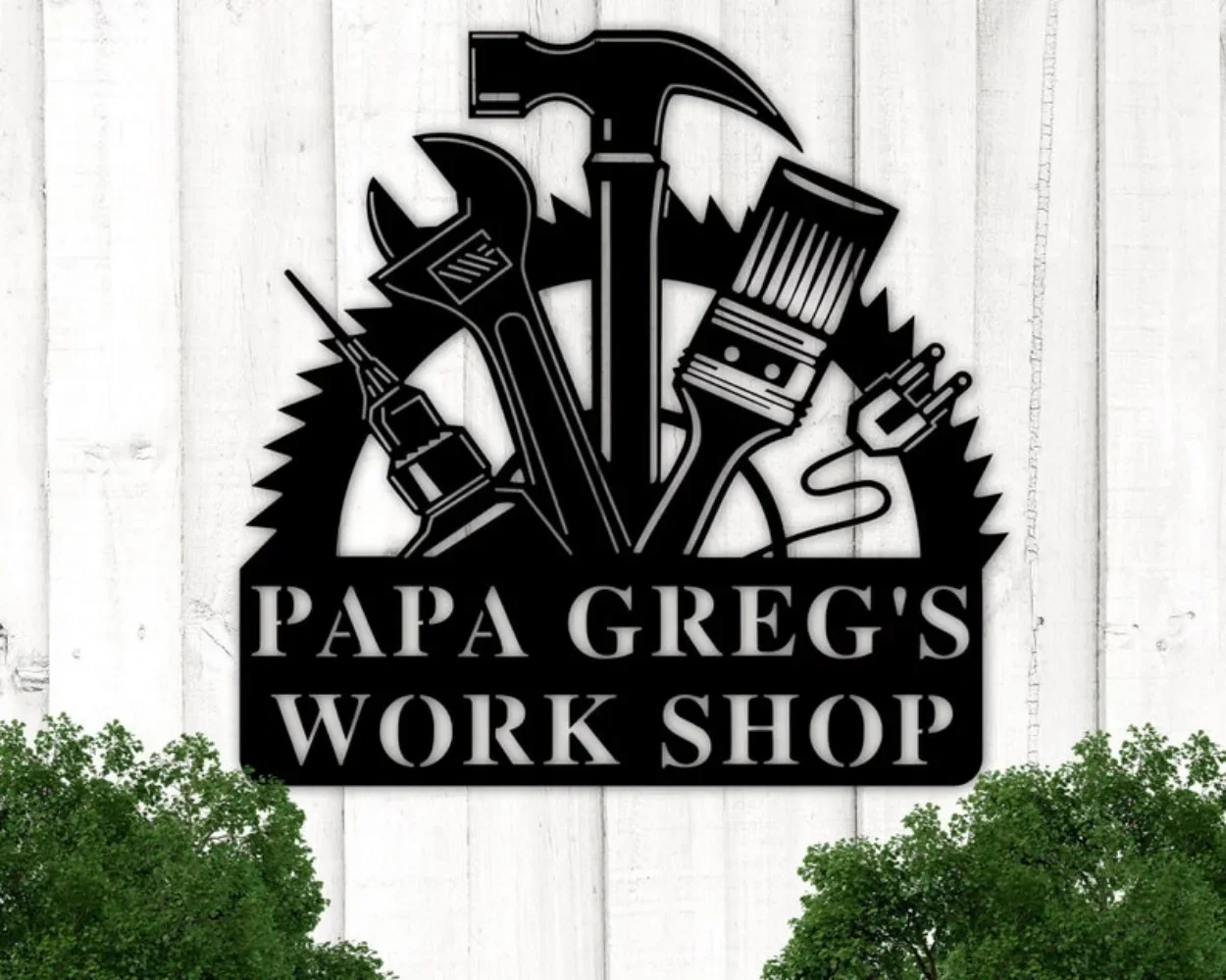 Personalized Fathers Day Sign From Papas Workshop. A Metal Treasure, Ideal As Gift for Papa. Great Garage or Home Vintage Decor.