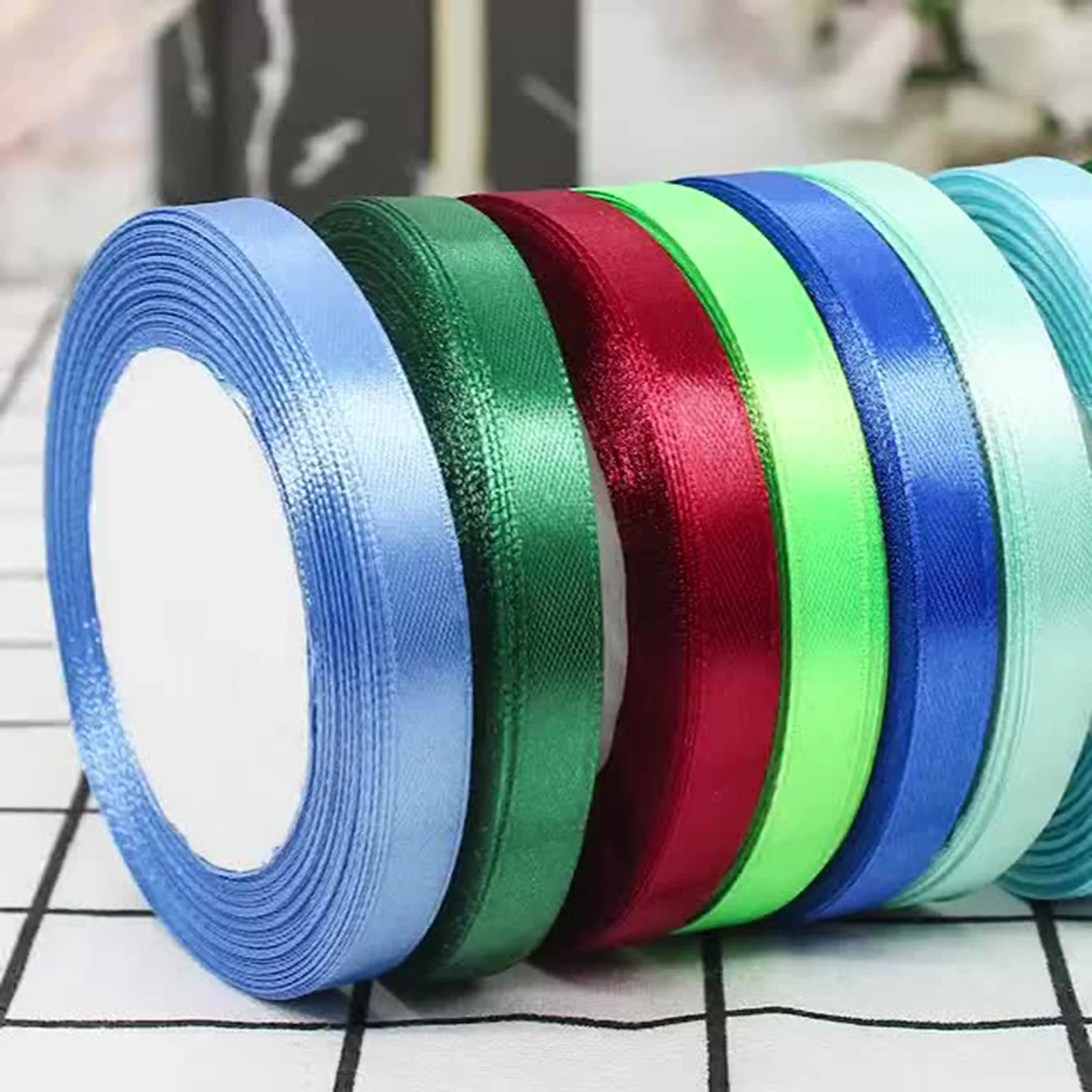 1 Roll (Approx 25 Yards/Roll) Polyester Grosgrain Satin Ribbons for Wedding Party Decoration Handmade DIY Bow Craft Ribbon 1cm