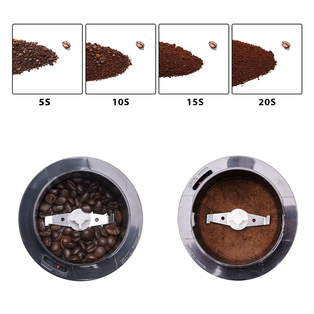 Grain Grinder Bean Grinding Machine Household Coffee Bean Grinder Electric Pulverizer with Stainless Steel Blade Cleaning Brush