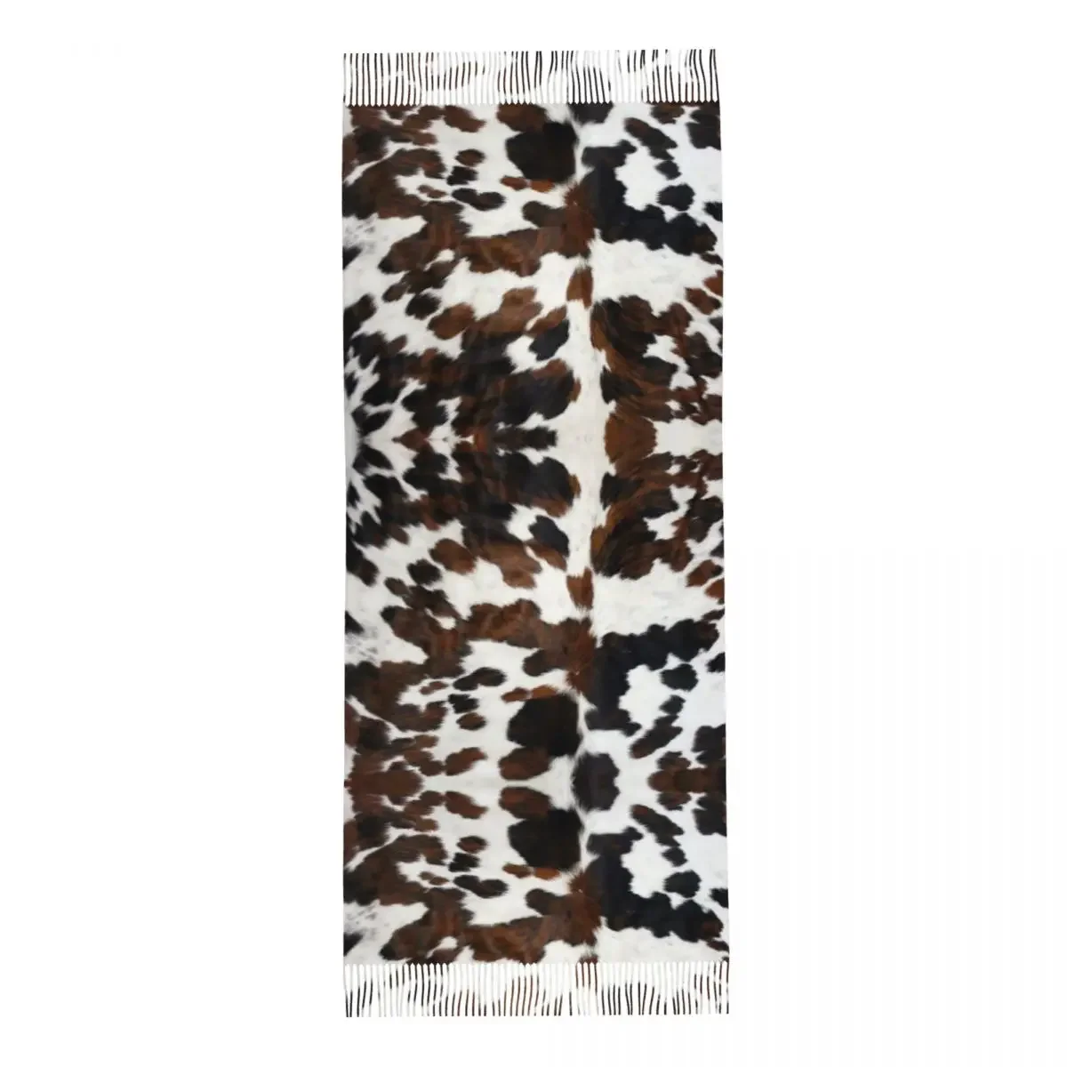 Cowhide Tan Texture Shawl Wrap Womens Winter Large Soft Scarf Animal Fur Leopard Pattern Pashminas Tassel Scarves