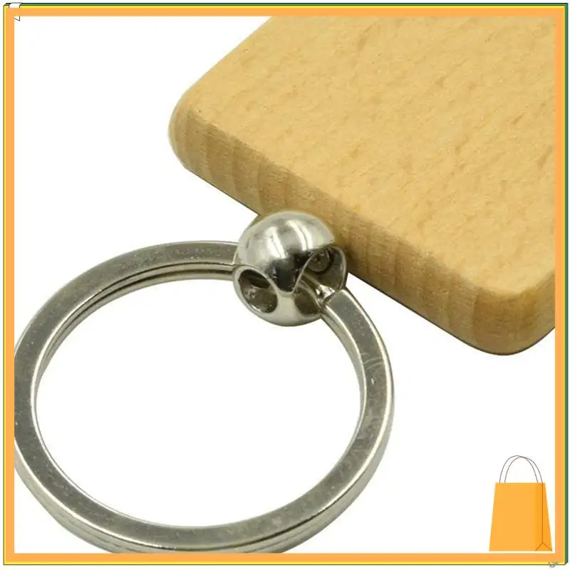 

L53A-60Pcs Round Wooden Key Chain Diy Wood Keychains With 50Pcs DIY Blank Wooden Keychain Square Carved Key Ring 40 X 40 Mm