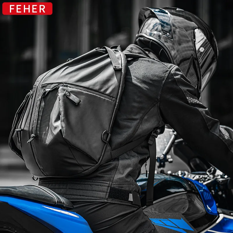 Motorcycle Helmet Backpack Waterproof Commuter backpacks Scalable 32L Large Capacity Multi-functional 900D Oxford Cloth Mochilas
