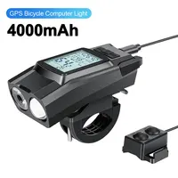 Lámpara de luz para bicicleta GPS, ordenador para bicicleta, linterna con bocina de 4 modos, velocímetro para bicicleta, luces delanteras Led, faro para ciclismo