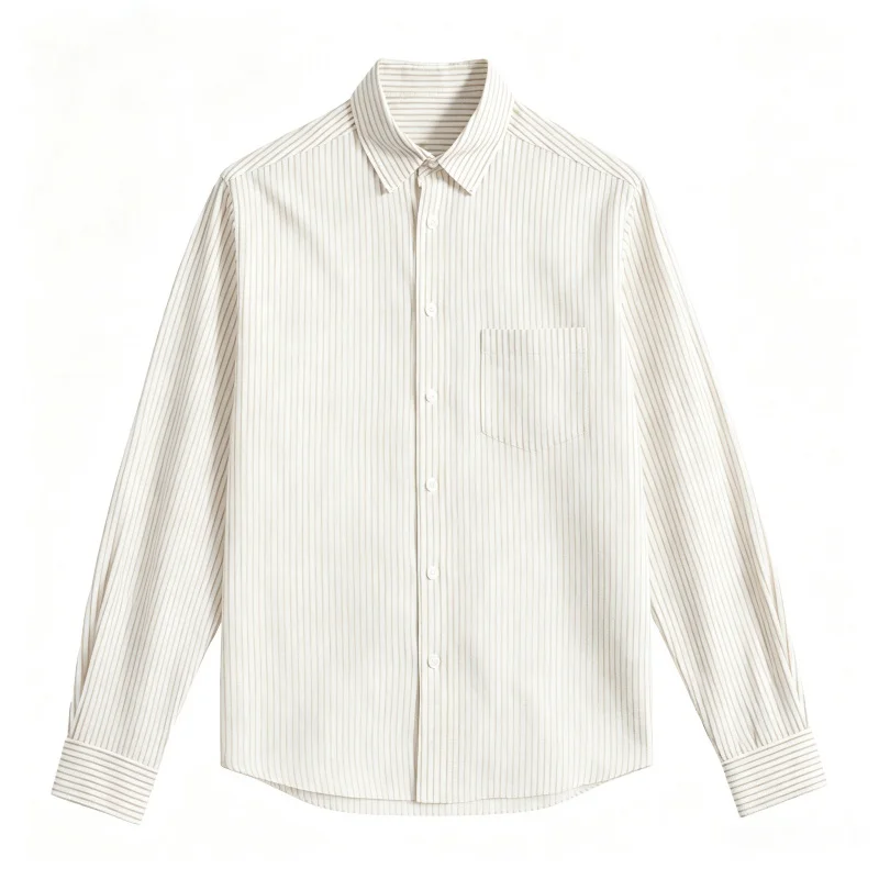 Men's Shirt  men's Vertical Striped Long Sleeved Shirt  Collar Button With Pocket  Regular Style Casual Business Commuting Shirt