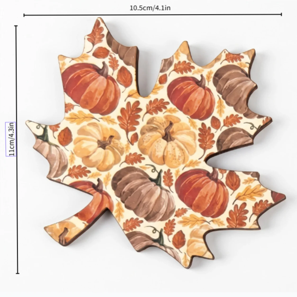 Set of 4 Maple Leaf Shaped Coasters Fall Pumpkin Print Wooden Cup Mats Thanksgiving Autumn Home Table Decor for Coffee Tea Mugs