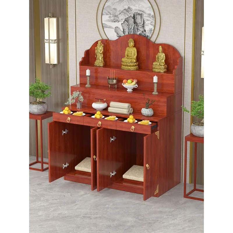 

Incense Fire Middle Hall Cabinet Modern Light Luxury Chinese Style Bodhisattva Enshrine God of Wealth Tribute Case Buddha Niche