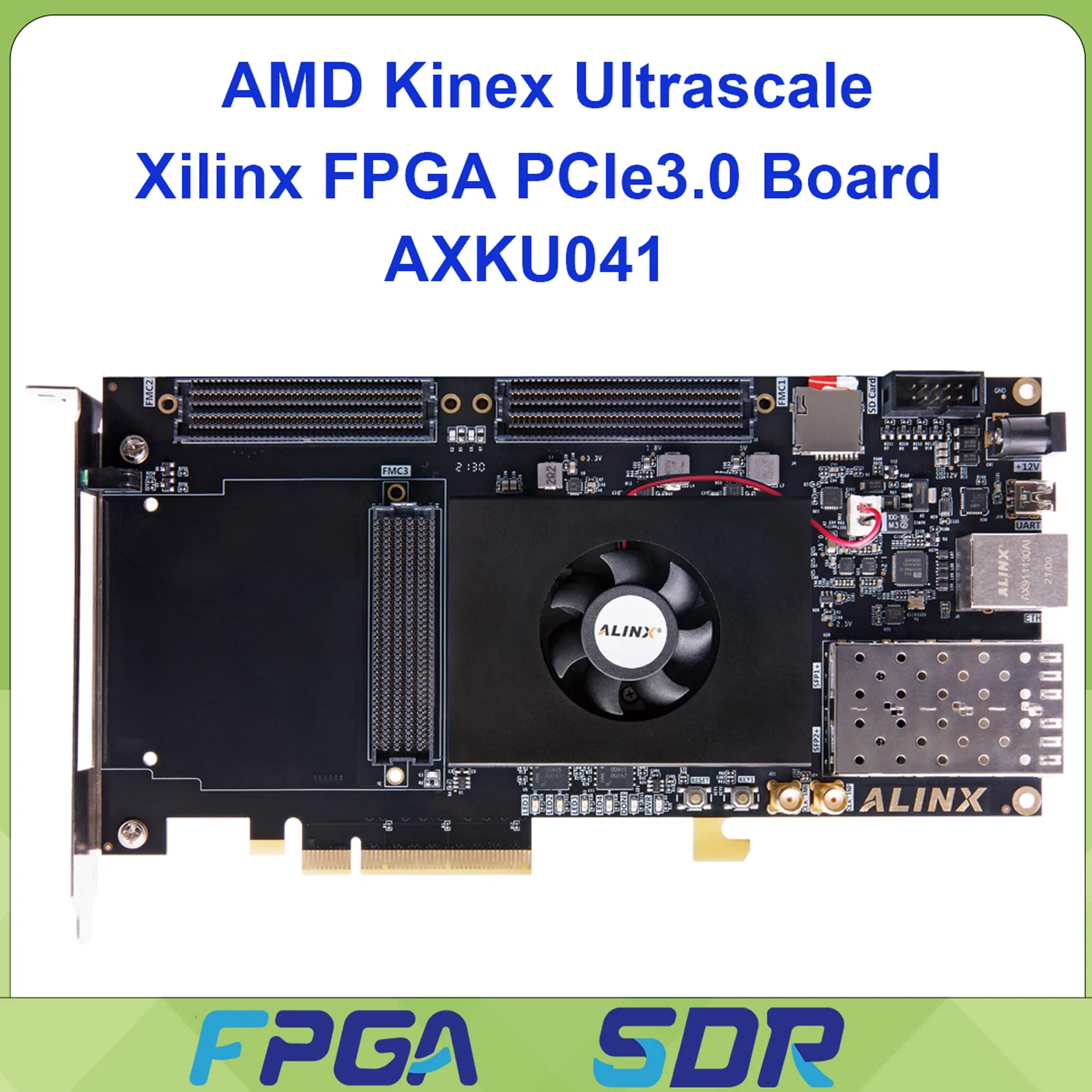 

ALINX AXKU041 FPGA Development Board with AMD Kintex UltraScale XCKU040 4GB DDR4 2 FMC LPC 1 FMC HPC PCIe SFP Gigabit Ethernet
