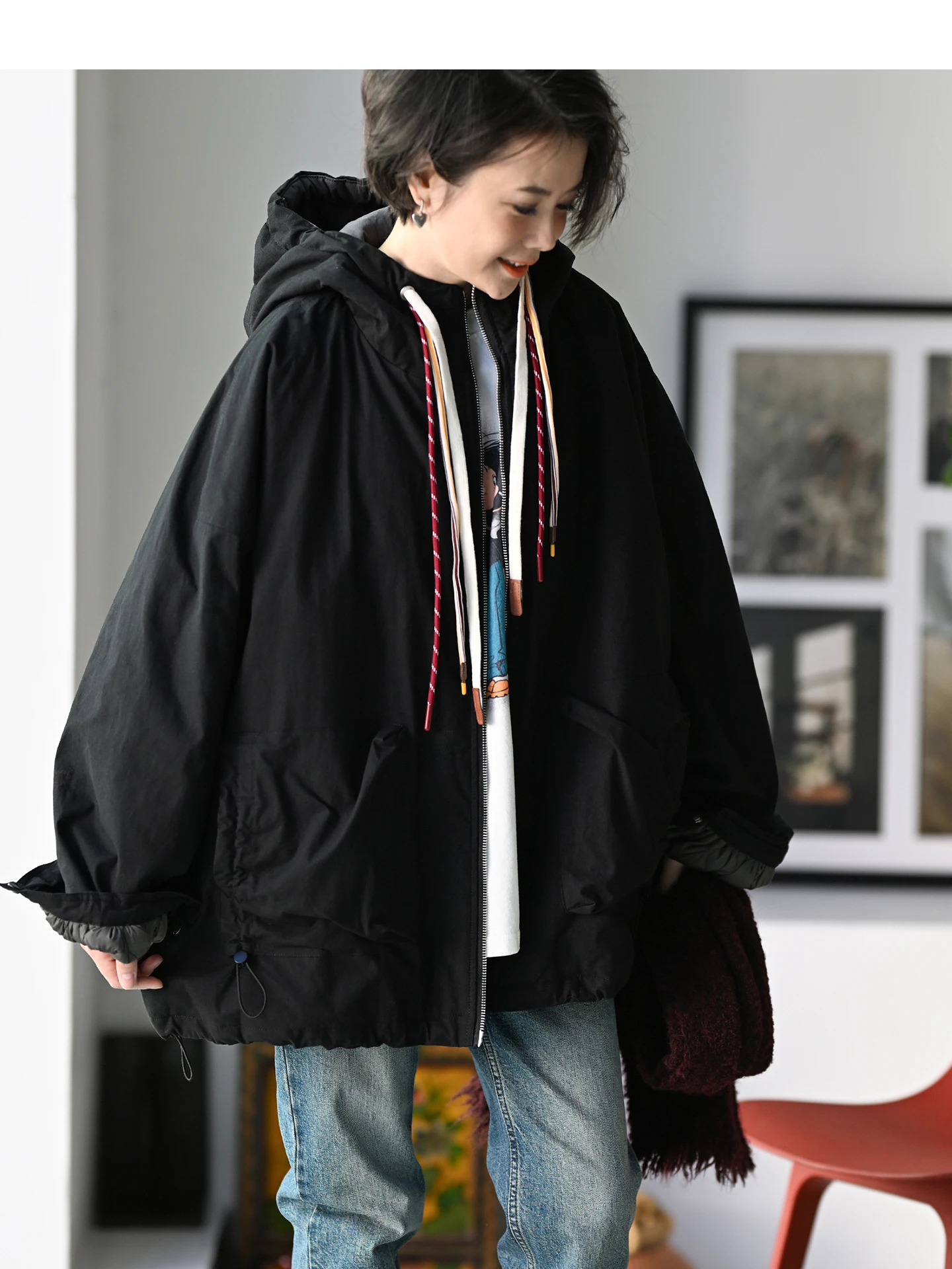 

Женская повседневная хлопковая куртка F5820 с капюшоном, утепленная шерстью, в корейском стиле, теплая зимняя куртка на шнурке и молнии