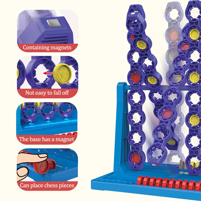 أربعة في صف لعبة الطاولة الدوارة للأطفال والكبار ، لغز تفاعلي ، مع 4 خط تدور ، تعليمية ، الوالدين والطفل ، حفلة ، لعبة مضحكة