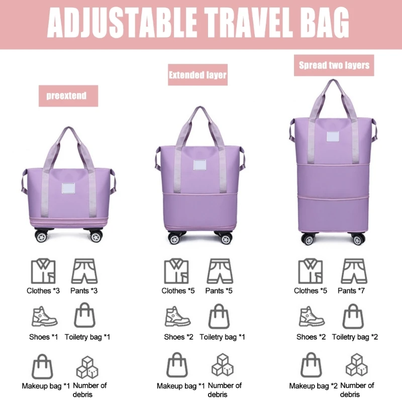 Expandable Dry Wet Separation Duffle Bag Large Capacity Travel Bag with