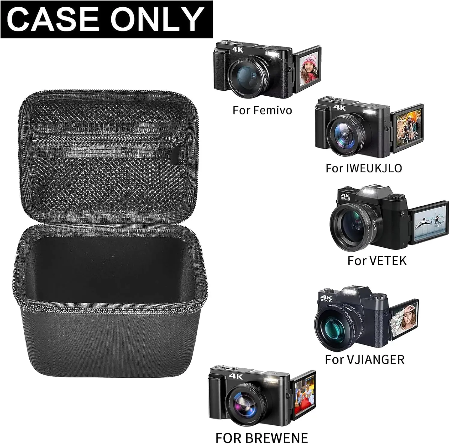 Vlogging Camera Case Compatible with for Duluvulu/for VJIANGER/for JGIPL/for TEBNGIHNM 4K Digital Cameras for Youtube (Box Only) - view 2