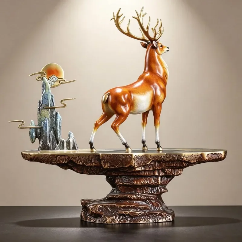 Gaosheng Brass Deer Ornament Chinese Home Furnishing Leadership Living Room Wine Cabinet Entrance Desktop New Home Decoration