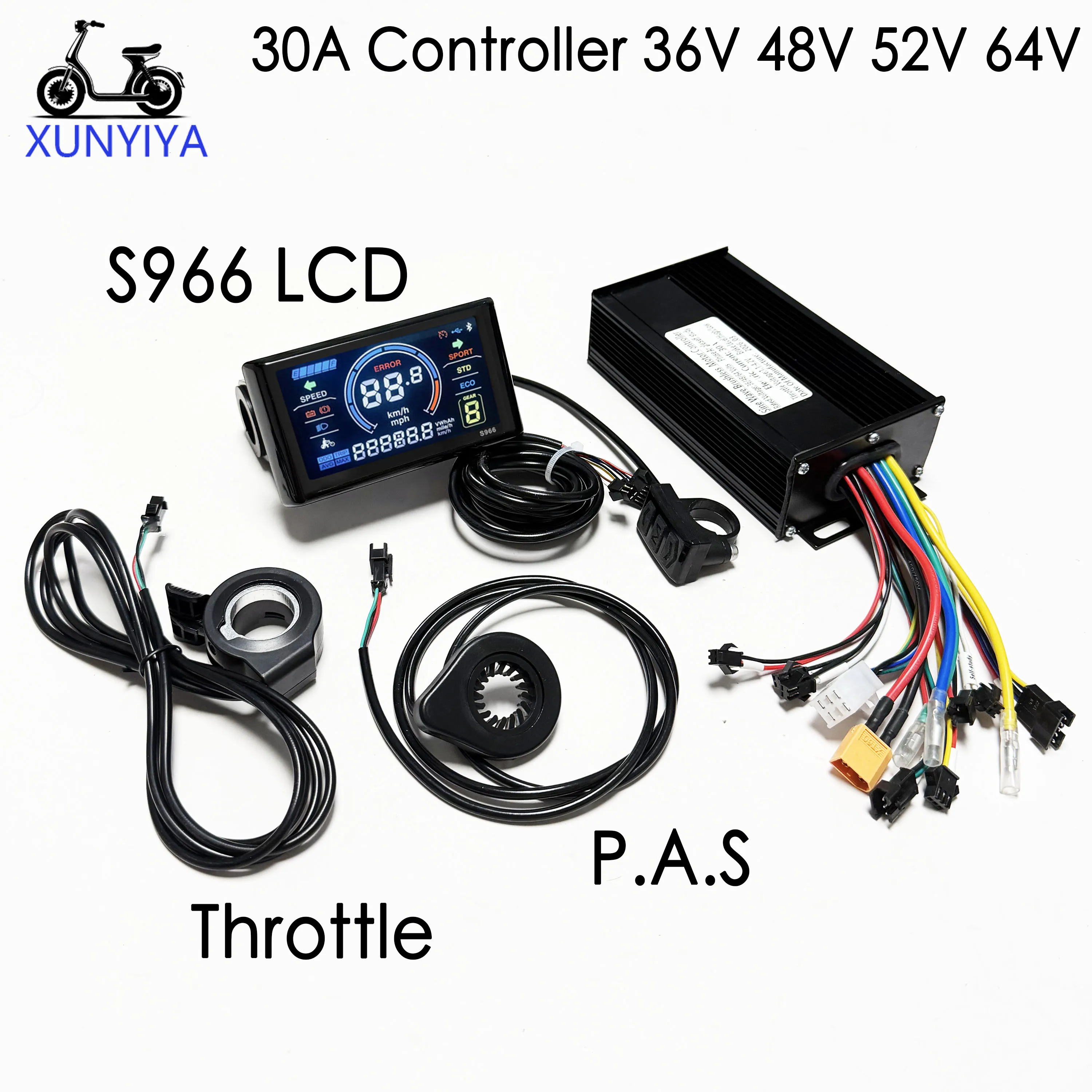 Image of 30A Sinuswellen-Controller 750W-1000W mit S966 LCD PAS Gasgriff 36V 48V 52V 64V Set für UART Nr.2 Elektrofahrrad-/Rollerreparatur