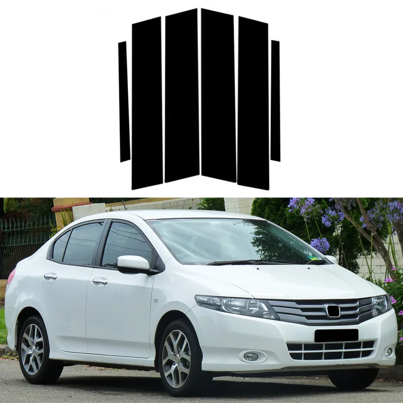 Car Window Cover Pillar Posts Column Door Stickers Black Accessories For Honda City Ballade 2009-2013 Protective Film