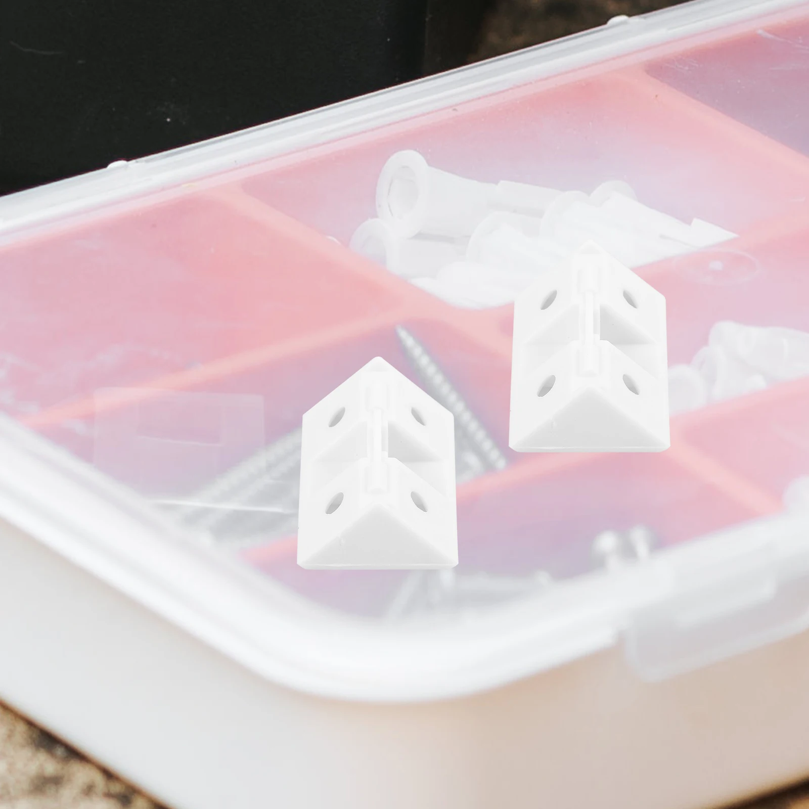 

20Pcs Thickened Covered Corner Brackets Plastic Furniture Connectors White Shelf Cabinet Support Countertop Angle Brackets Tools