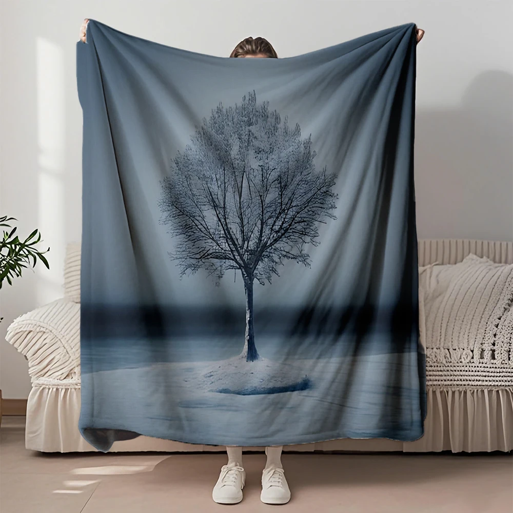 

Flannel Bed Multi-use Blanket Lonely Winter Tree Simple Modern Luxury Throw No-shedding Durable Blankets For Children Bathroom