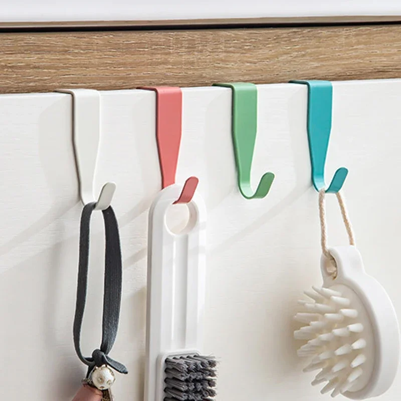 4PCS Cabinet Door Hook Colorful Kitchen Door Rear Hanger Drawer Office Table Key Bag Storage Hook For Home Bathroom Accessories