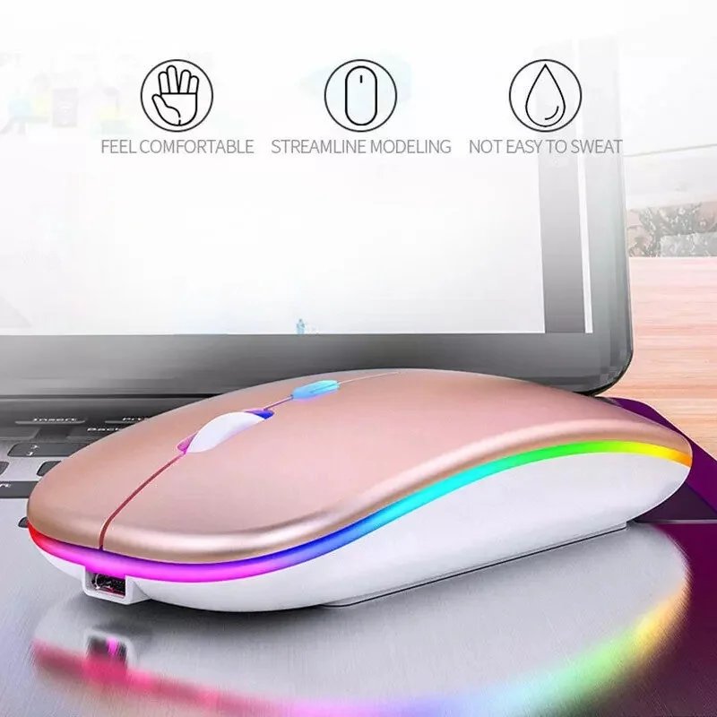 ماوس لاسلكي قابل لإعادة الشحن متوافق مع بلوتوث 2.4 جيجا هرتز أوضاع مزدوجة فأرة كمبيوتر مع جهاز استقبال نانو للكمبيوتر المحمول ماك بوك