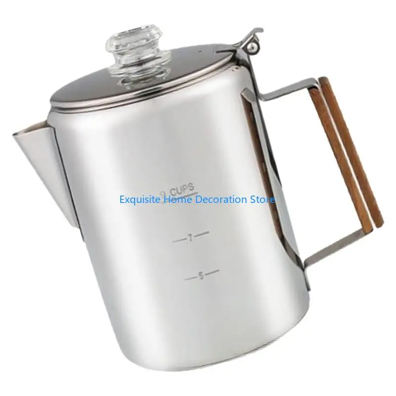 

L5BF Stainless Steel Coffee Maker for Camping 9 Cup Coffee Percolator with Clear Top