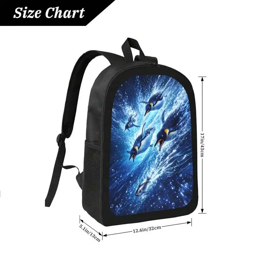 Penguin Dive Print Backpack Stylish Casual Lightweight Durable Daypack For Men Women