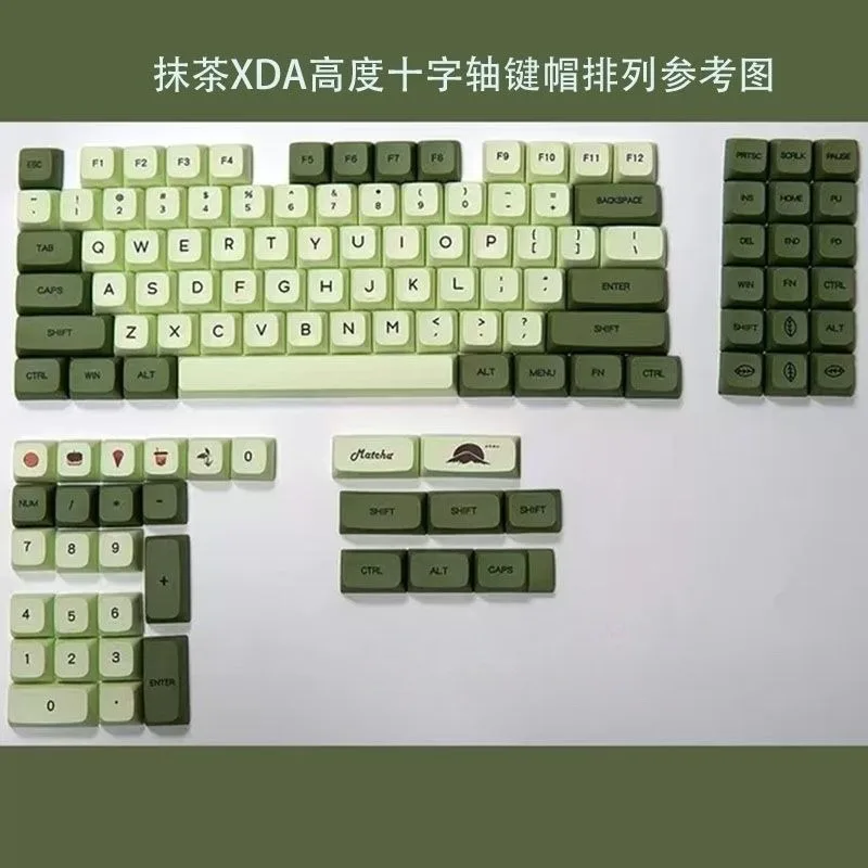 

Matcha keycaps PBT heat sublimation XDA height full set 123 key phonetic Russian Korean French mechanical keycaps