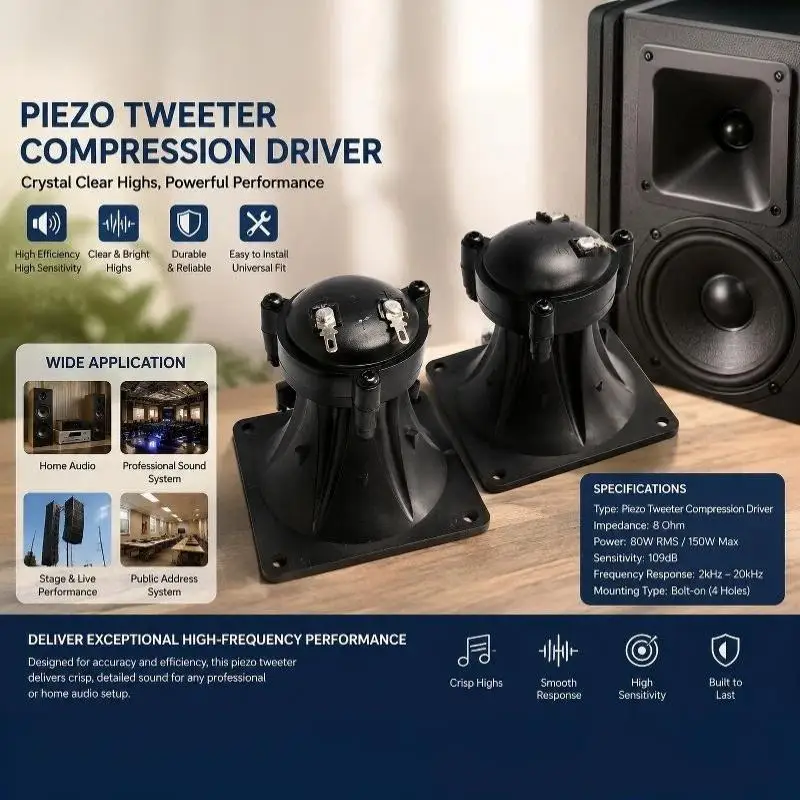 High Power Piezoelectric Tweeter Speaker 85MM 150W Pure Treble Audio Buzzer for Stage Performance Audio Equipment