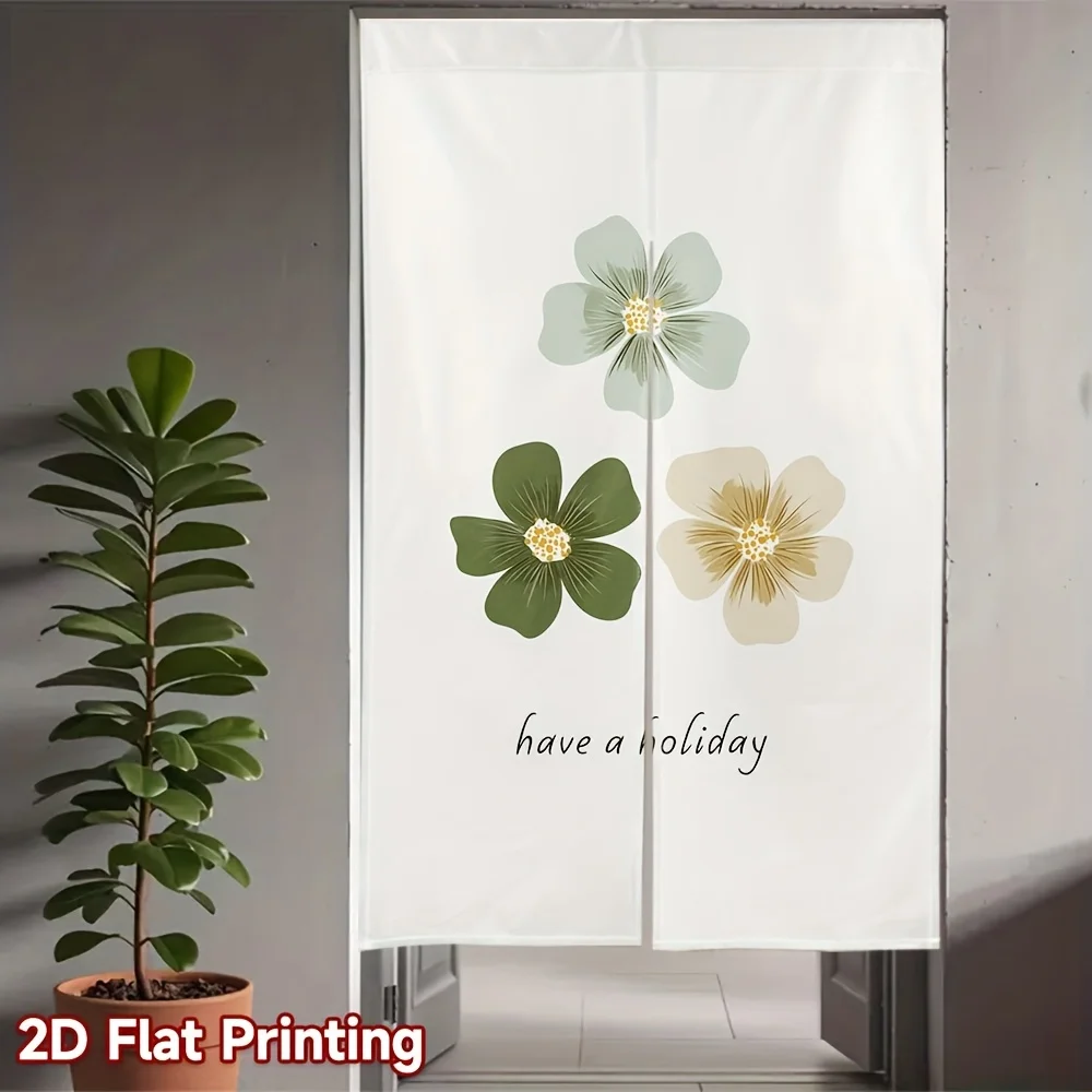 Festive Floral Noren Door Curtain - 2D Flat Print Room Divider Hanging Drape for Japanese Style Home Decor Creative Gifts