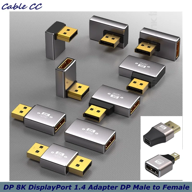 Mini DP 8K DisplayPort 1.4 Adapter DP Male to Female Extender Alloy Shell Female to Female Extension Connector Converter