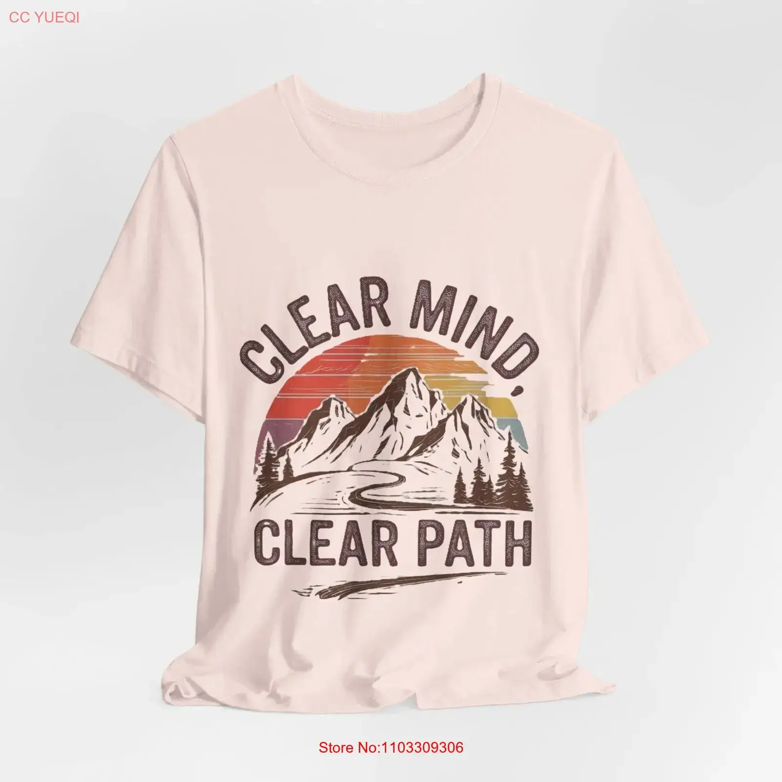 T-shirt en jersey Clear Mind Path, ambiance décontractée pour les amateurs de nature, randonnée, vêtements décontractés, streetwear vintage lavé, graphique homme