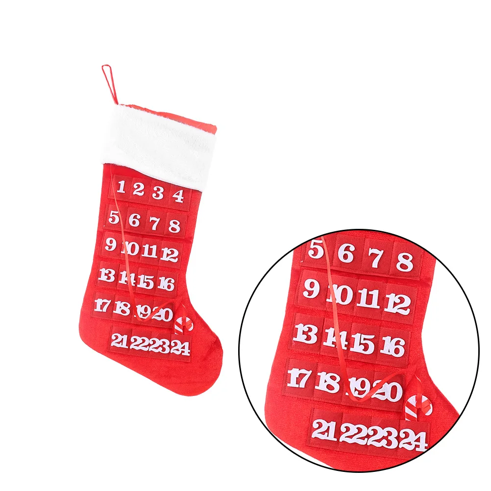 

Christmas Socks Hanging Ornament Design Small Pocket Countdown Calendar Stockings Decorative Socks Christmas Countdown
