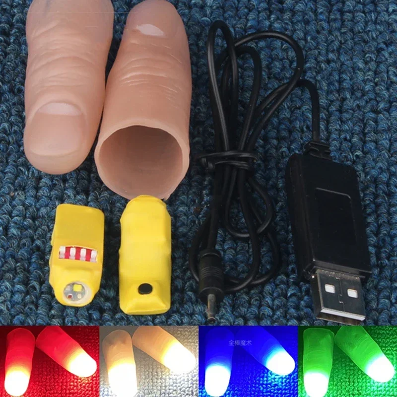 Professional Light-Pair Set (Red/Four Colors) Magic Tricks LED Thumb Tips Light Magia Props Stage Illusions Gimmicks Accessories