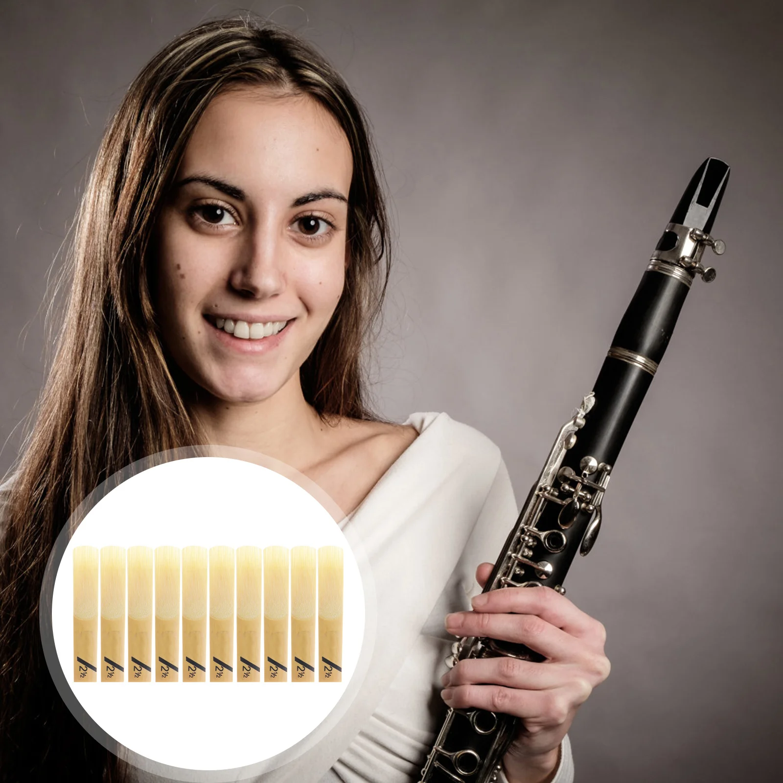 

10Pcs Woodwind Reeds 2.5 for Traditional Clarinet Professional Grade Instrument Parts Excellent Tone Gift for Musicians
