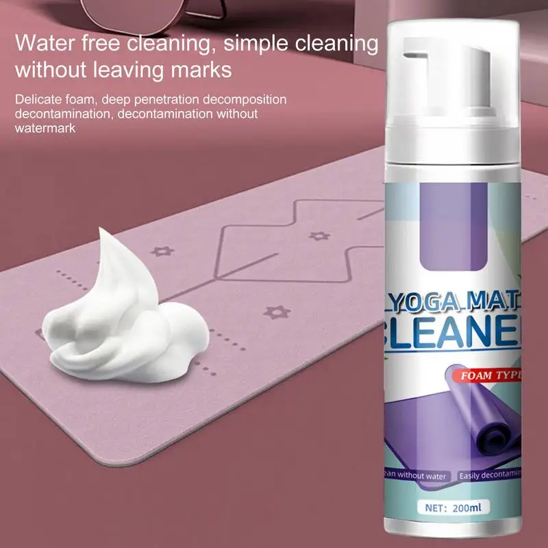 Yoga Mat Foam Cleaner 200ml All Purpose Sports Mat Cleaning Spray Odor Fighter Gym Equipment Cleaner for Exercise Workout Mats