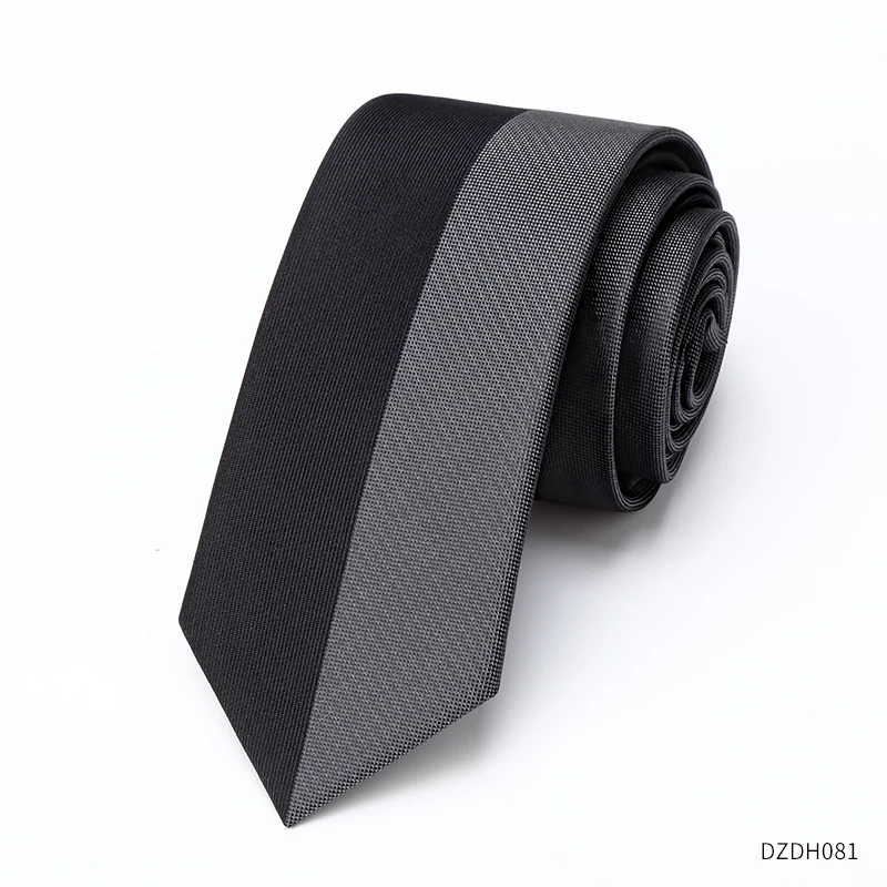 Men's High-quality Black Gray Color Blocked Tie Korean Version Shirt Decoration 6CM Slim and Narrow Casual College Style Necktie