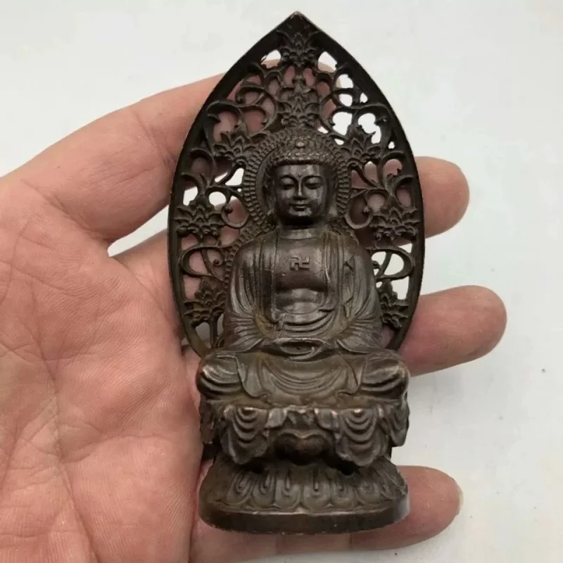 

9Cm Buddhism Antique Bronze Carved Sakyamuni Amitabha Tathagata Buddha Statue