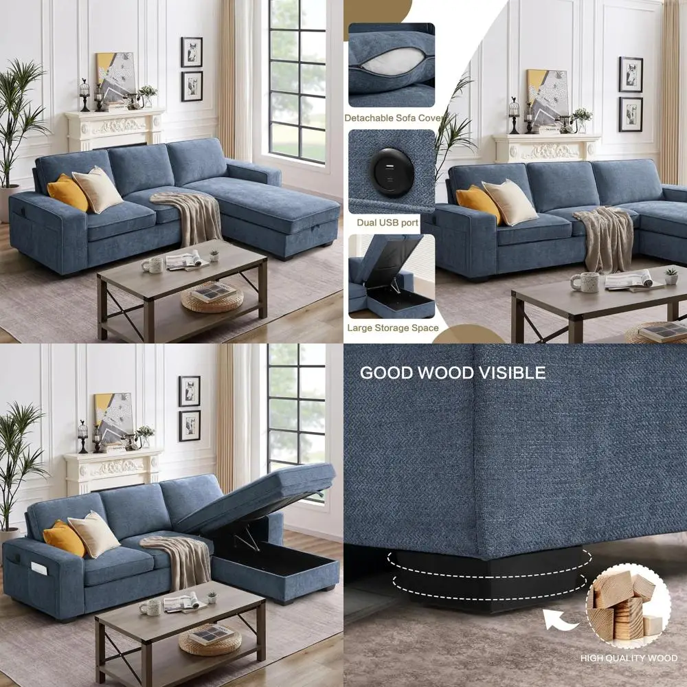 

comfy chenille l-shaped sectional sofas for living rooms with convertible storage chaise ideal for small spaces